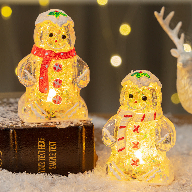 Glowing Christmas Gingerbread Man Snowman Ornament